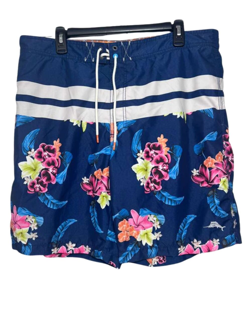 Tommy Bahama Floral Swim Trunks Men's XL Blue Surf Shorts Hawaiian